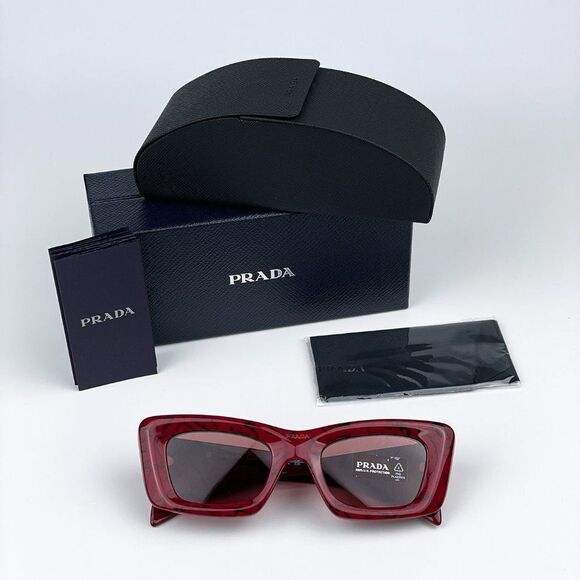 NEW Prada PR13ZS 15D08S Etruscan Marble Red Dark Violet Cat Eye Women Sunglasses - Picture 11 of 11